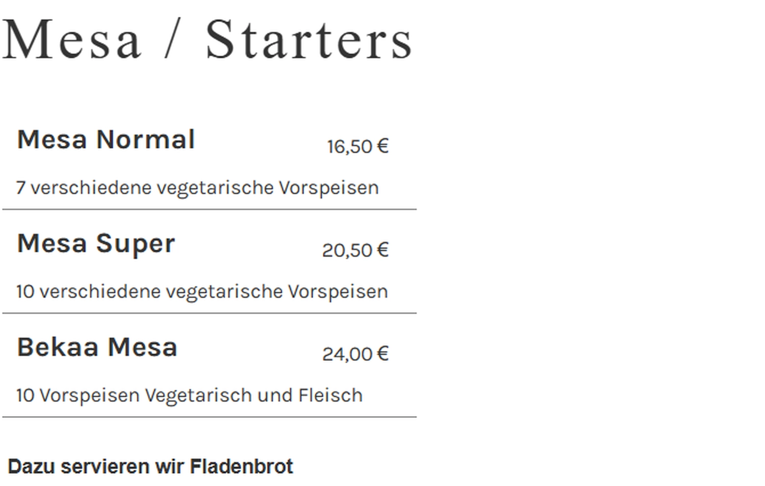 Preisliste
